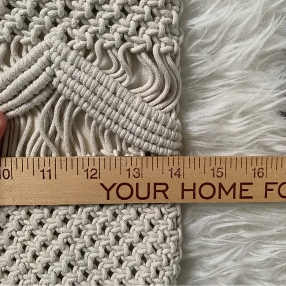 Shiraleah macrame’ handbag with wooden handle NEW never used, large size - Picture 7 of 10